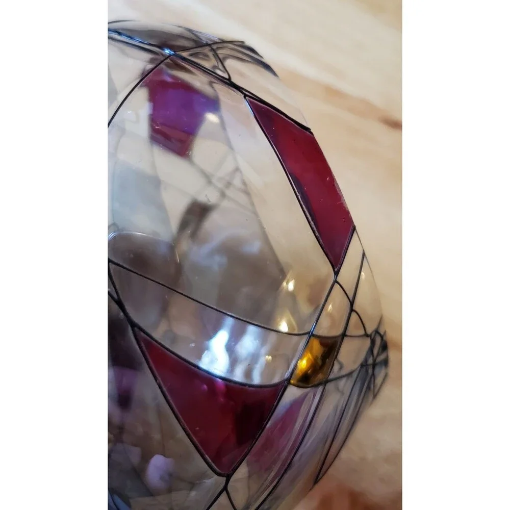 Partylite Calypso Candle Holder Mosaic Stained Glass Look Votive 4" Vtg Red Gold - Picture 3 of 13